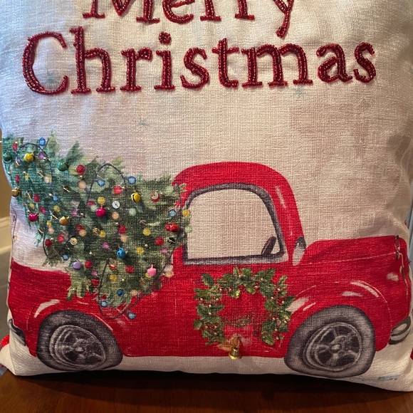 Peacock alley 22x22 merry Christmas pillow with bells - Picture 2 of 5